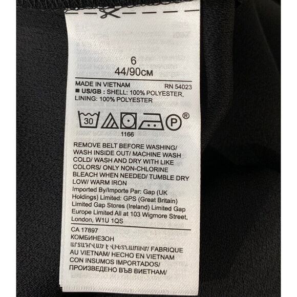 Banana Republic Wide Leg Jumpsuit Black Size 6 Crepe Modern Pockets - Picture 11 of 11